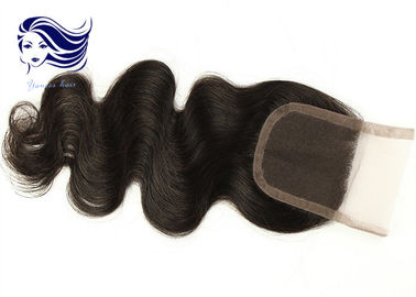 China Bleached Swiss Lace Top Closure / Human Hair Lace Closures Natural Black supplier