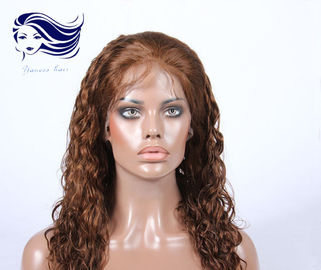 China Natural Real Human Hair Full Lace Wigs Light Brown With 7A Grade supplier