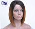 Ombre Glueless Human Hair Full Lace Wigs With Bangs Silk Straight supplier