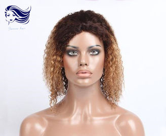 China Curly Human Hair Front Lace Wigs Short Human Hair Wigs Ombre Color factory