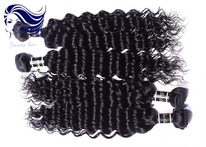Weft Human Virgin Brazilian Hair Extensions Deep Wave , Grade 7A Virgin Hair