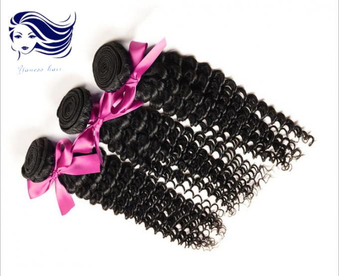 Virgin Peruvian Jerry Curly Hair Extensions Jet Black , Remy Hair Extensions