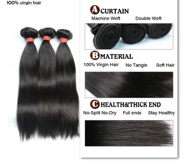Human Silk Straight Grade 6A Virgin Brazilian Hair Extensions 16 Inch