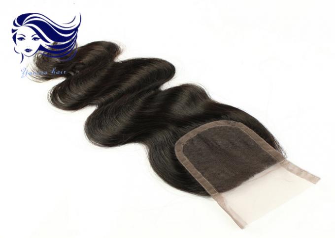 Bleached Swiss Lace Top Closure / Human Hair Lace Closures Natural Black