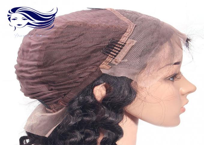 Human Hair Glueless Full Lace Wigs With Bangs , Curly Full Lace Wigs