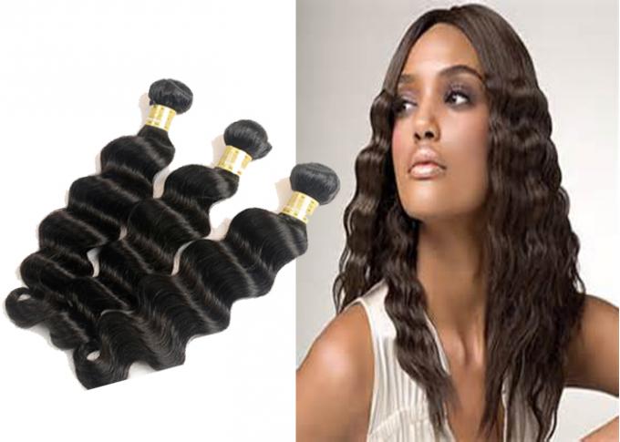 No Shedding Virgin Brazilian Hair Extensions Black Body Wavy Hair Weave