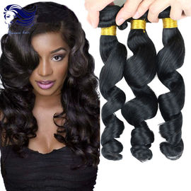 China Remy Human Double Weft  Virgin Cambodian Loose Wave Hair Natural Black supplier