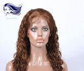 Natural Real Human Hair Full Lace Wigs Light Brown With 7A Grade