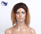 Curly Human Hair Front Lace Wigs Short Human Hair Wigs Ombre Color