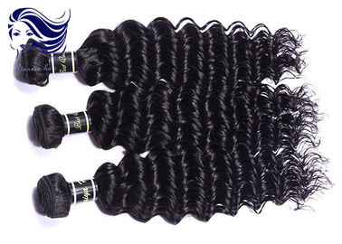 Weft Human Virgin Brazilian Hair Extensions Deep Wave , Grade 7A Virgin Hair supplier