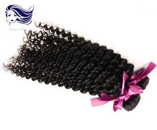 Virgin Peruvian Jerry Curly Hair Extensions Jet Black , Remy Hair Extensions supplier