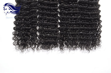 Jet Black Deep Weave 7A Brazilian Hair Weave , 7A Grade Virgin Hair supplier