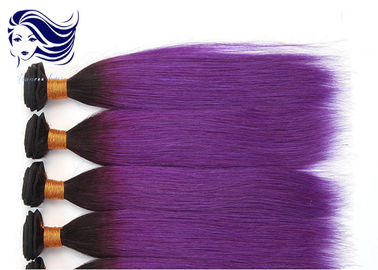 20 Inch Purple Brazilian Straight Hair Weave Ombre Color For Brunettes supplier