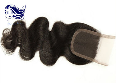 Bleached Swiss Lace Top Closure / Human Hair Lace Closures Natural Black supplier