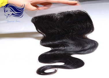 Bleached Swiss Lace Top Closure / Human Hair Lace Closures Natural Black supplier