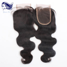 Natural Body Wave Lace Top Closure 4 X 4 Dark Brown Grade 7A supplier