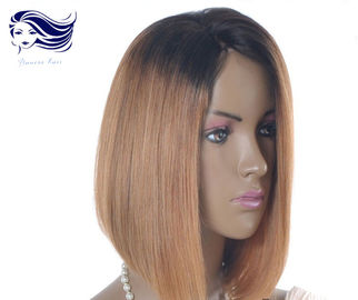 Ombre Glueless Human Hair Full Lace Wigs With Bangs Silk Straight supplier