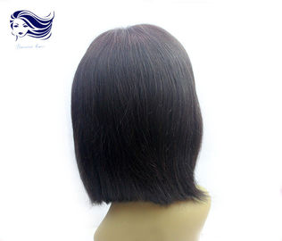 Human Hair Short Front Lace Wigs Black Straight Wigs With Bangs supplier