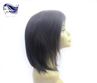 Human Hair Short Front Lace Wigs Black Straight Wigs With Bangs supplier