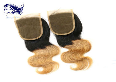 Ombre Color Brazilian Hair Lace Closure , Weave Lace Closure Human Hair  supplier