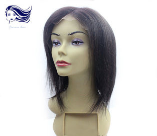 China Human Hair Short Front Lace Wigs Black Straight Wigs With Bangs distributor
