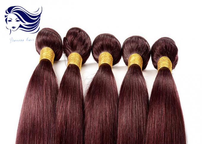 Red Straight Colored Human Hair Extensions Remy Brazilian Hair Weave
