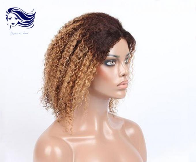 Curly Human Hair Front Lace Wigs Short Human Hair Wigs Ombre Color
