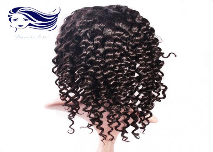 Human Hair Glueless Full Lace Wigs With Bangs , Curly Full Lace Wigs